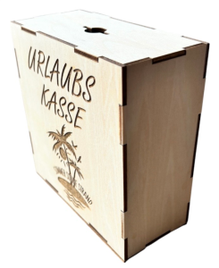 Urlaubs Kasse aus Holz Spardose